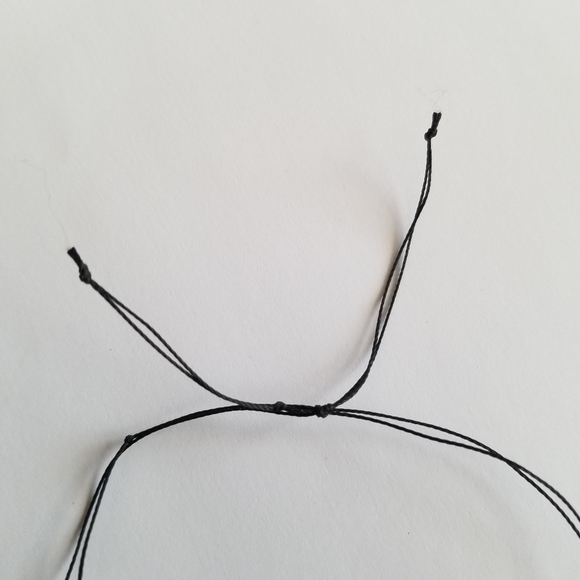 Handmade beaded bracelet cobalt blue art glass beads gold tone black cord - Picture 9 of 11